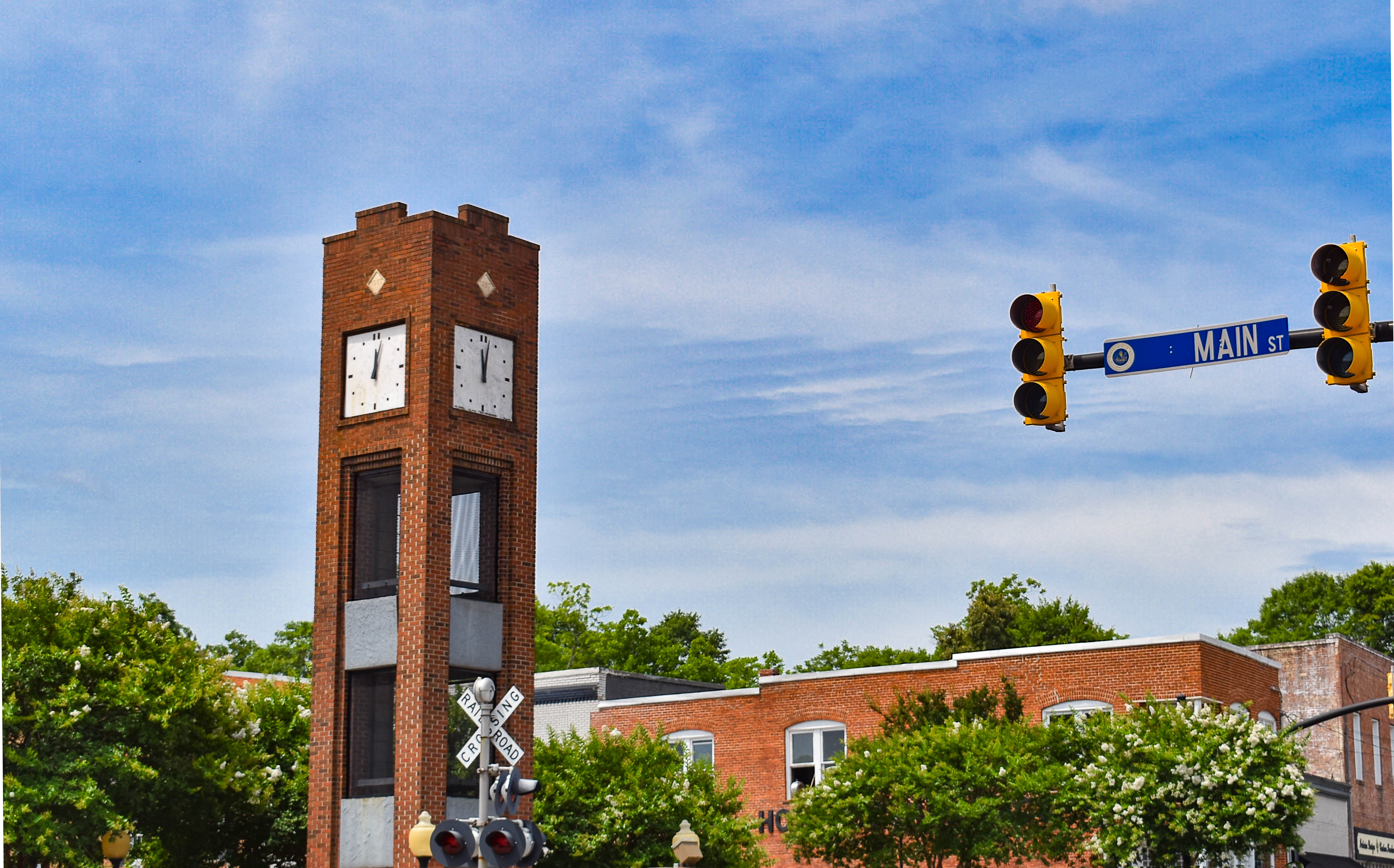 The Clock Tower on South Main Street in Simpsonville was donated to the City by former Mayor Ralph Hendricks in 1987.